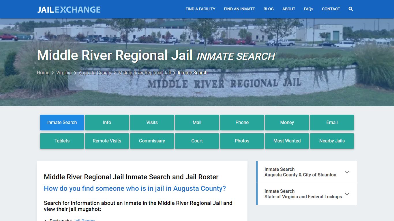 Middle River Regional Jail Inmate Search - Jail Exchange